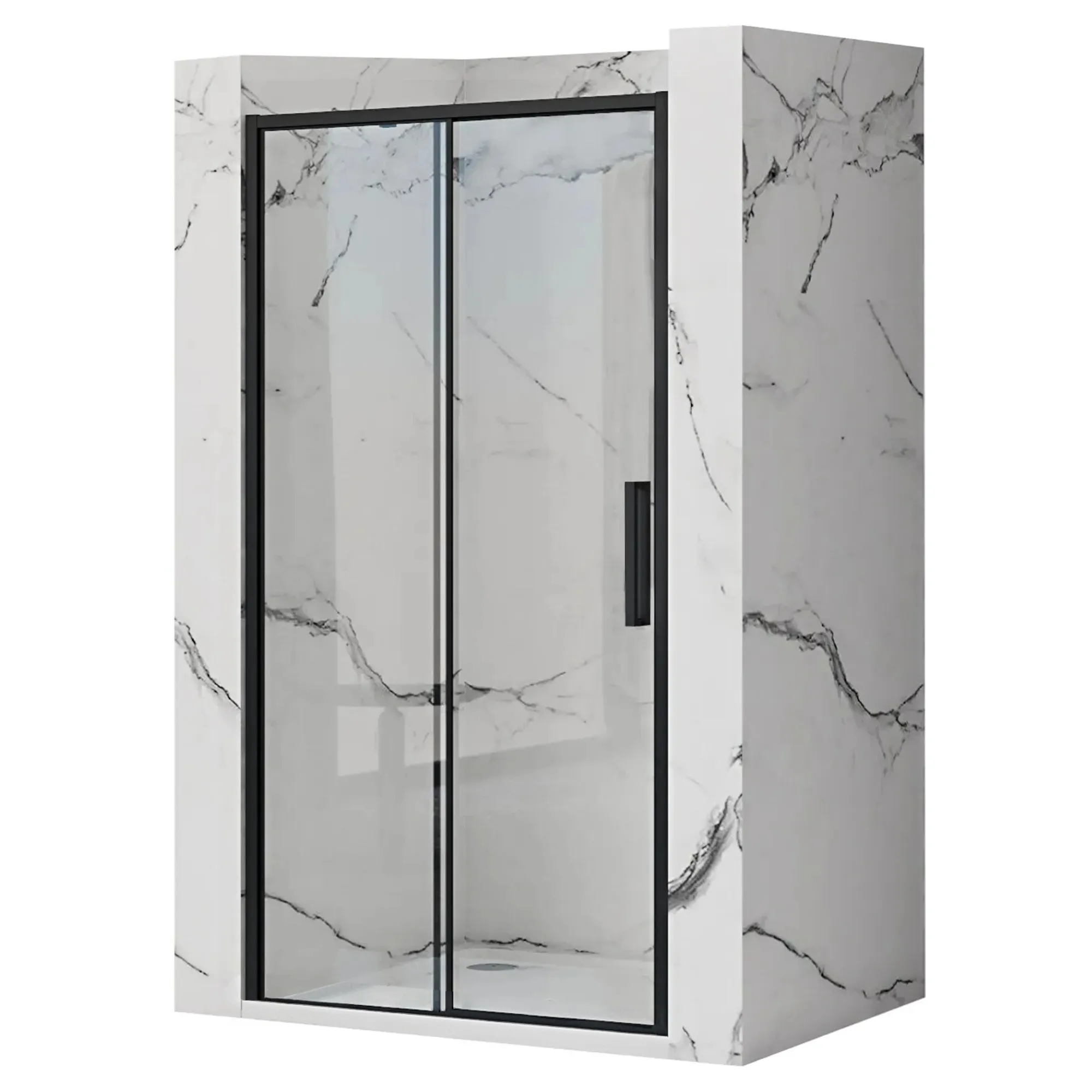 Ușă duș culisantă mărime 160 cm culoare negru mat sticlă securizată de 6 mm model Rapid Slide Black