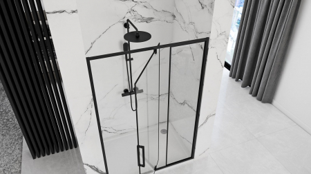 Ușă cabină duș batantă mărime 120 cm culoare negru mat sticlă securizată de 6 mm model Rapid Swing Black [1]