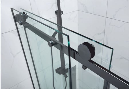 Ușă cabină duș culisantă mărime 145  - > 165 cm finisaj negru mat sticlă securizată de 8 mm model WST 01 [1]
