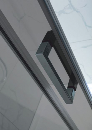 Ușă cabină duș culisantă mărime 125  - > 145 cm finisaj negru mat sticlă securizată de 8 mm fumurie model WST 01 [4]