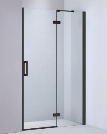 Ușă duș batantă 120 cm finisaj negru mat sticlă securizată de 8 mm model WST 02