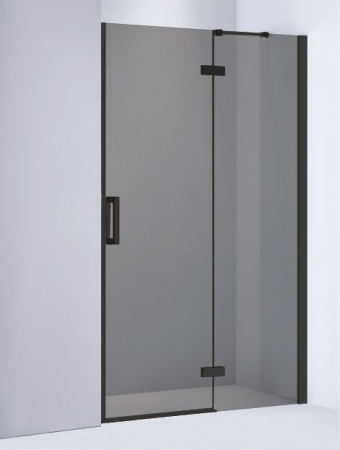 Ușă cabină duș batantă 120 cm finisaj negru mat sticlă securizată de 8 mm fumurie model WST 02