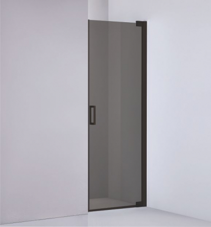 Uși cabină duș - Ușă cabină duș batantă 90 cm finisaj negru mat sticlă securizată de 8 mm fumurie model WST 03