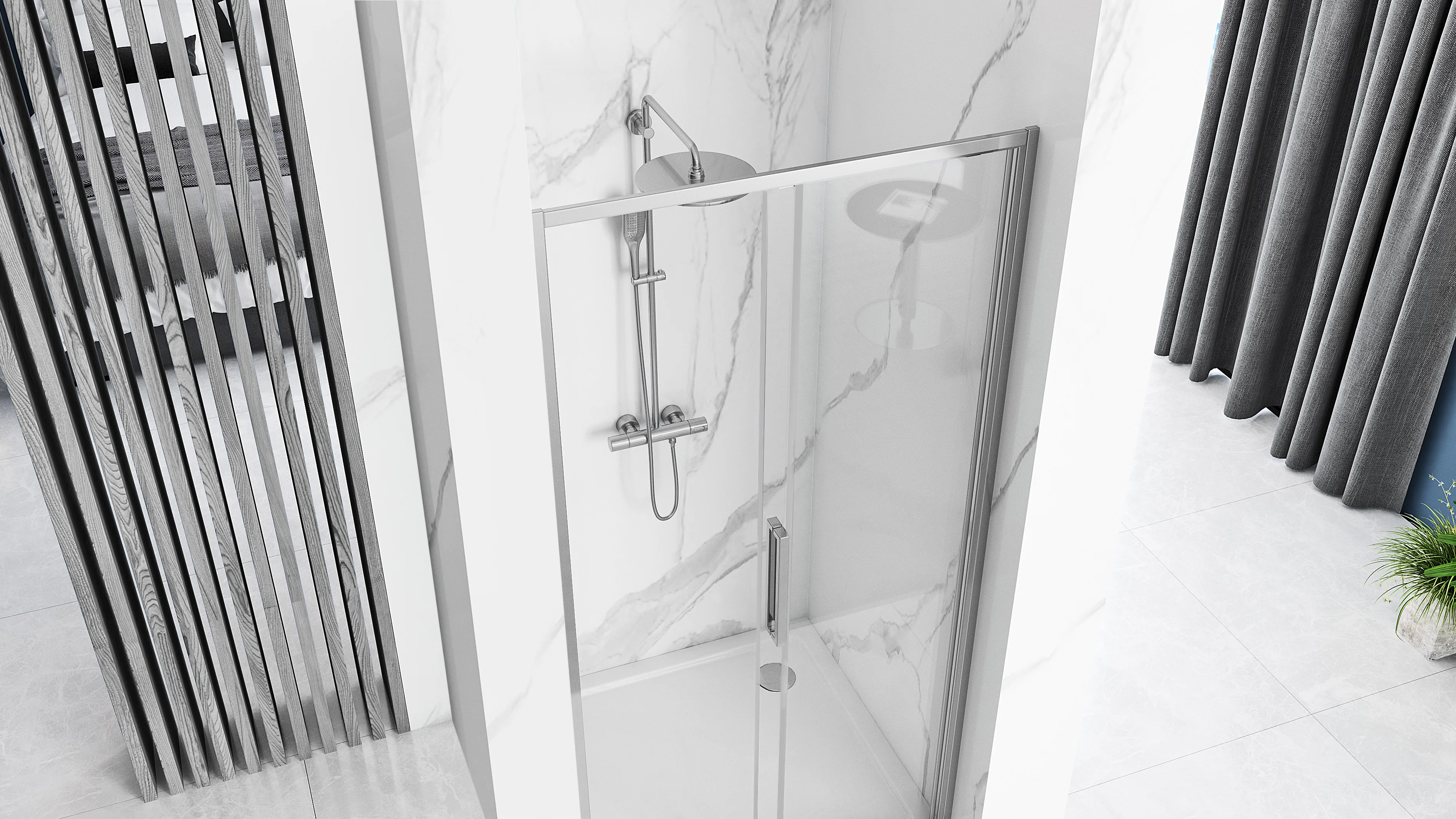Ușă duș culisantă mărime 100 cm culoare crom lucios sticlă securizată de 6 mm model Rapid Slide Chrome [1]