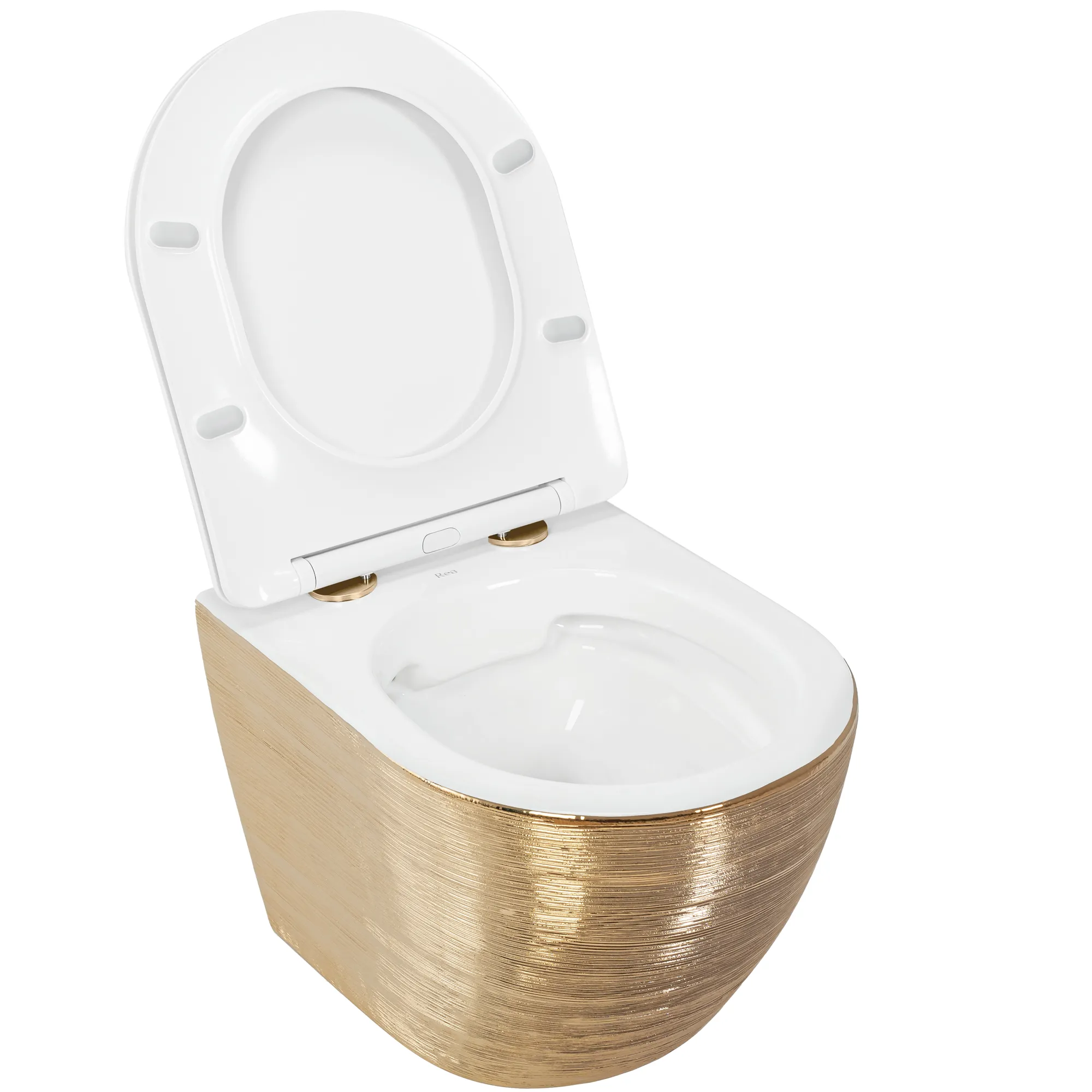 Vas wc suspendabil culoare auriu periat model Carlo Rimless Flat Brush Gold - Rea [3]