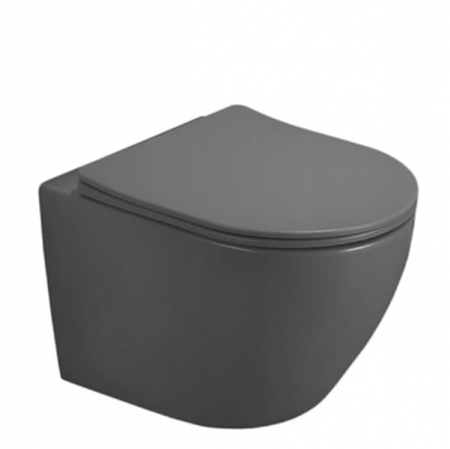Vase wc - Vas wc suspendabil culoare gri mat model Vito Rimless Gray - Veldman