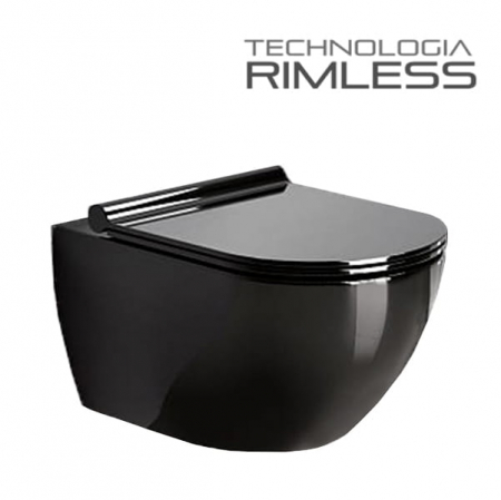 VASE WC ȘI BIDEURI - Vas wc  suspendabil culoare neagră model Vera Rimless Black - Veldman