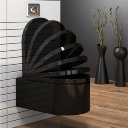Vas wc suspendabil culoare neagră model Lorent Rimless Black - Veldman [3]