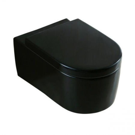 VASE WC ȘI BIDEURI - Vas wc suspendabil culoare neagră model Lorent Rimless Black - Veldman