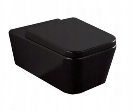 Vas wc suspendabil culoare neagră model Cubic Rimless Black - Veldman [2]