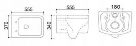 Vas wc suspendabil culoare neagră model Cubic Rimless Black - Veldman [4]