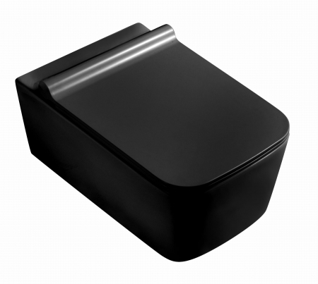 Vase wc - Vas wc suspendabil culoare neagră model Cubic Rimless Black - Veldman