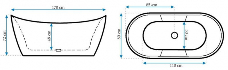 Cadă freestanding formă ovală 170x80x72 cm culoare neagră model Ferrano [5]