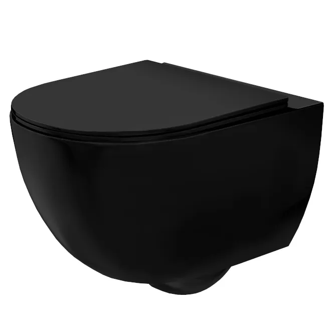 VASE WC ȘI BIDEURI - Vas wc suspendabil culoare negru mat model Carlo Mini Rimless Duroplast Flat Black Mat - Rea