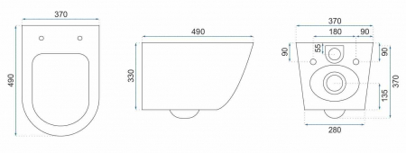 Vas wc suspendabil culoare alb model Carlo Mini Rimless Flat White Gold Edge - Rea [5]