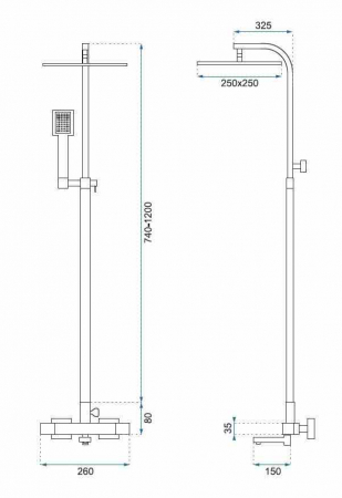 Set de duș culoare crom înălțime 120 cm material alamă/ABS model Cezar Chrome [4]