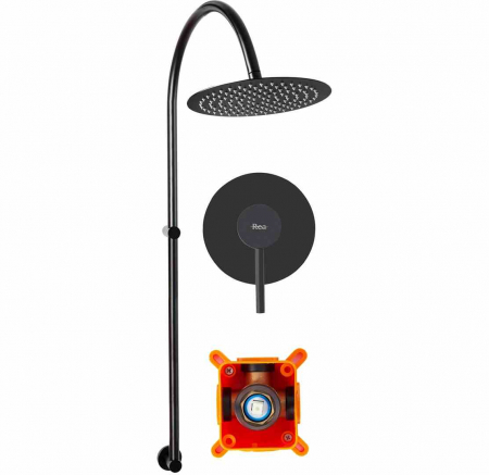 Baterii duș - Set de duș culoare neagră înălțime 96 cm material alamă model Lugano Black