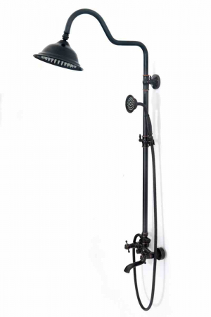 Set de duș culoare negru mat înălțime 150 cm material alamă/ABS model Retro Old Black [2]