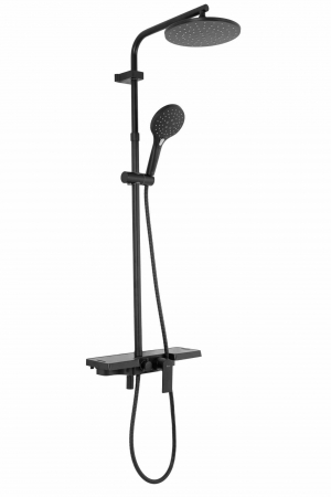 Baterii duș - Set de duș culoare negru mat înălțime 117 cm material alamă/ABS model Santos Black Mat