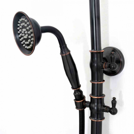 Set de duș culoare neagră înălțime 137 cm material alamă/ABS model Vintage Old Black [9]
