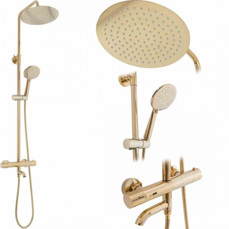Set de duș cu termostat culoare auriu lucios înălțime 117 cm model Lungo Gold [1]