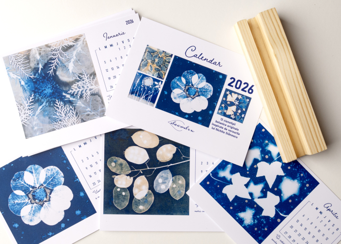 Calendar 2026 - cianotipii botanice cu suport de lemn [2]