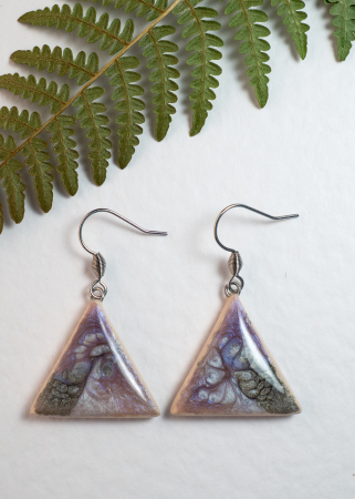 Colecția Armonia - cercei handmade triunghi violet