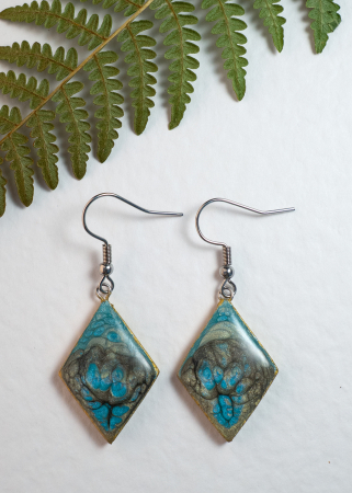 Colecția Armonia - cercei handmade romb turcoaz