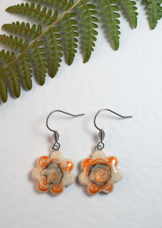 Colecția Armonia - cercei handmade floare portocalie