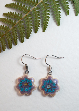 Colecția Armonia - cercei handmade floare albastra