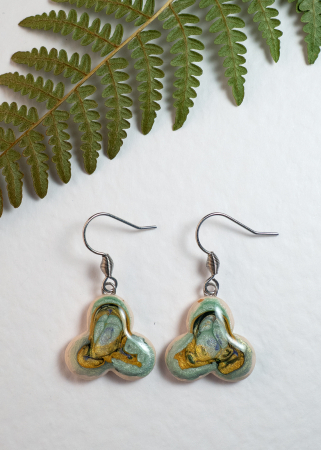 Colecția Armonia - cercei handmade trifoi verde galben