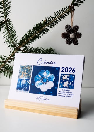 Produse - Calendar 2026 - cianotipii botanice cu suport de lemn