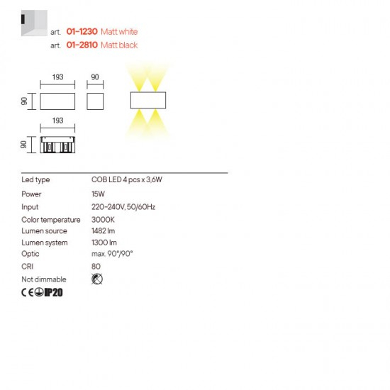 APLICA AMPLITUDE 15W NEGRU DREPTUNGHI  3000K [2]