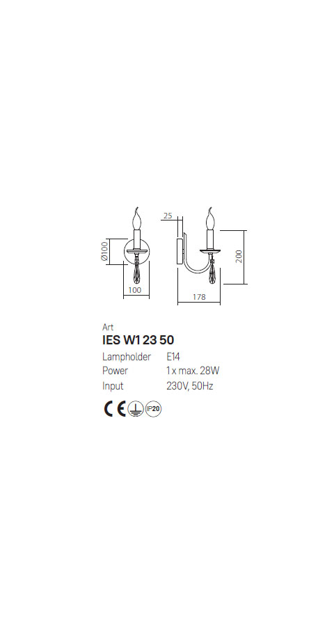 APLICA ELISIR AUR IES W1 23 50 E14 1X28W [2]