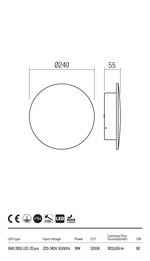 APLICA EXT. TANIT LED 18W LC NEGRU D240 [3]