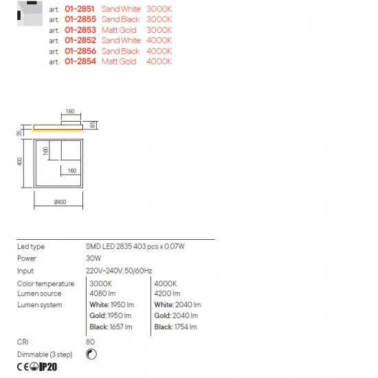 APLICA LED FEBE 1X 30W, 1950 LM L.40 CM [2]