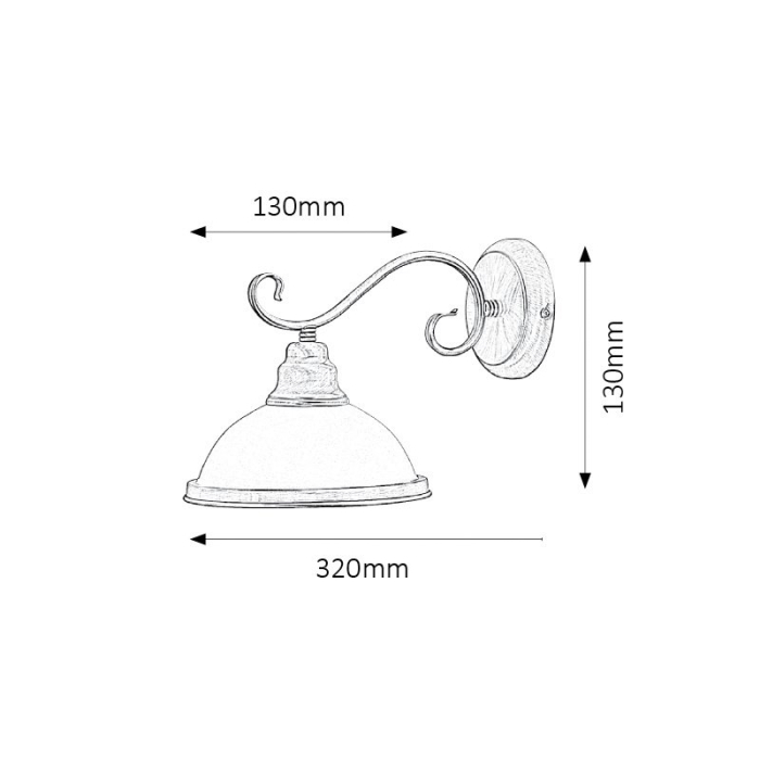 APLICA  ELISETT BRONZ ALB E27 1X60W 250X225MM [6]