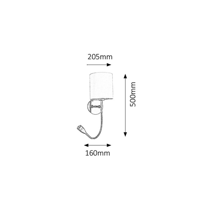 APLICA LARKIN 6529 CROM METAL E27 1X40W LED 3W 160X500MM [2]