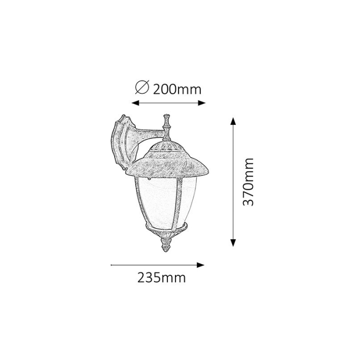 APLICA RABALUX MADRID 8476 DE EXTERIOR AURIU ANTIC ALB E27 1X60W 200X370MM [2]