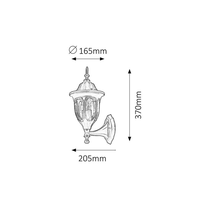 APLICA  MILANO 8342 DE EXTERIOR NEGRU E27 1X60W 165X370MM [2]