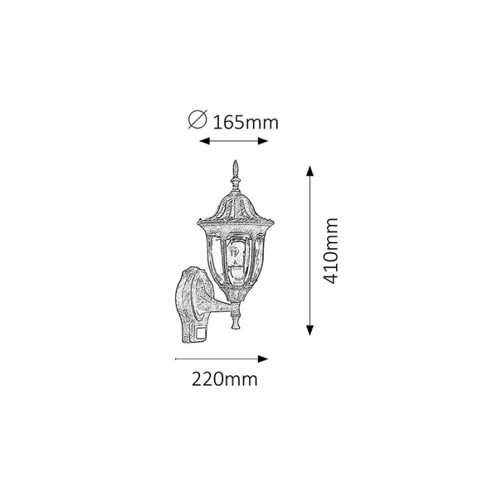 APLICA MILANO 8370 CU SENZOR AURIU ANTIC E27 1X60W 165X410MM [2]