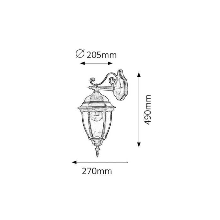 APLICA RABALUX TORONTO 8381 DE EXTERIOR AURIU ANTIC E27 1X100W D205X490MM [3]