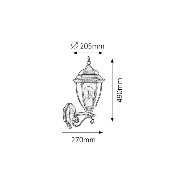 APLICA RABALUX TORONTO 8382 DE EXTERIOR AURIU ANTIC E27 1X100W D205X490MM [2]