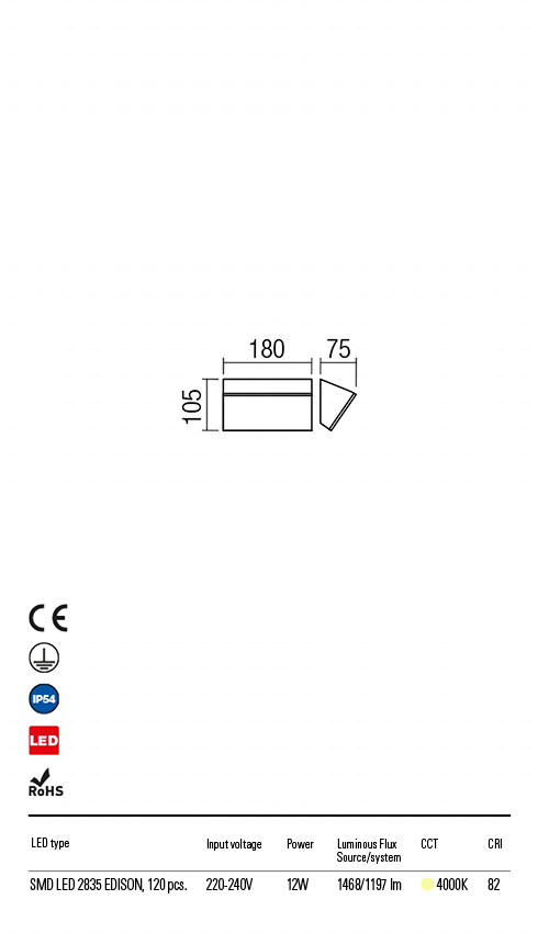 Aplica RED. TOKYO - LED 12W 1197lm 4000K IP54 [2]