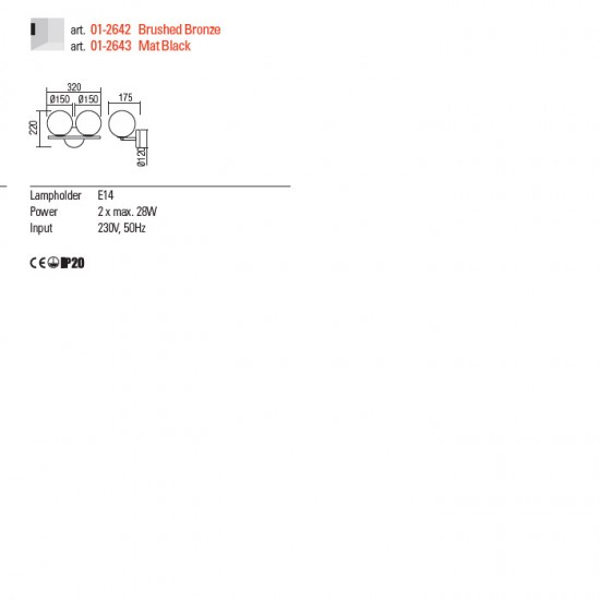 APLICA TALIS NEGRU 2X28W E14 [2]