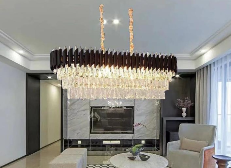 Candelabru modern de Cristal - Negru cu Auriu | dimensiuni: 800×300 mm [4]