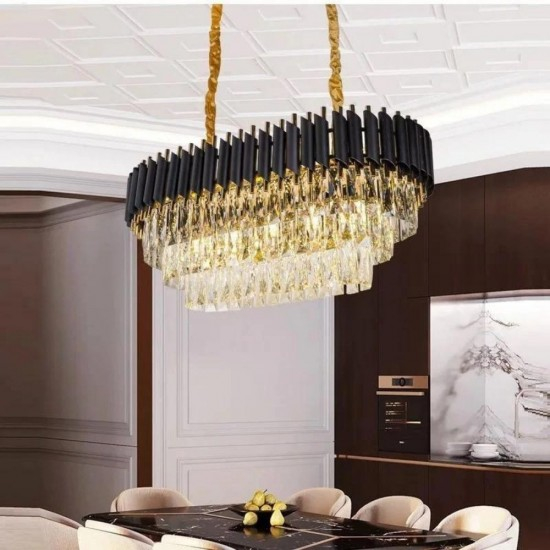 Candelabru modern de Cristal - Negru cu Auriu | dimensiuni: 800×300 mm [2]