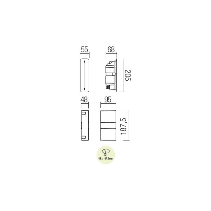 FELINAR LED REDO LINE 9332 ST 1X3W DG IP65 AP. [2]