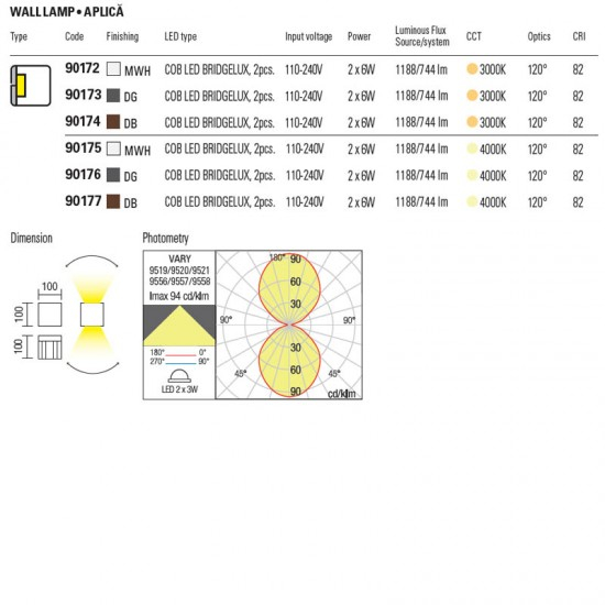 FELINAR LED VARY 2x6W WH IP54 3000k [2]