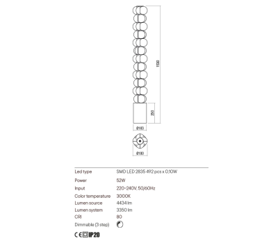 LAMPADAR JACO LED 1X52W ALB [2]